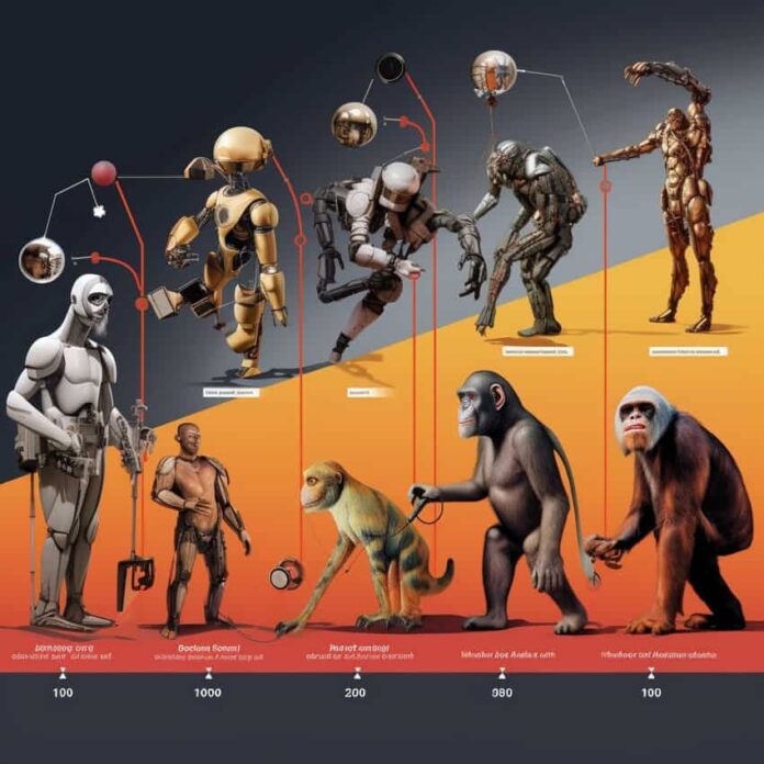 depicting the transformation or evolution of technology