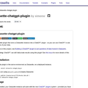 Datasette ChatGPT plugin